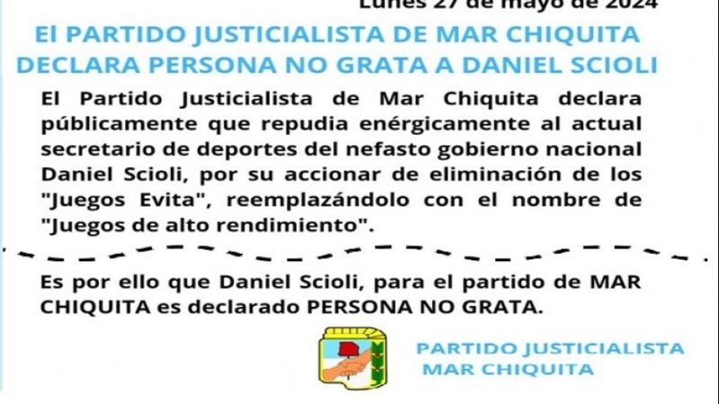 Declaran “persona no grata” al secretario de Deportes y Turismo nacional