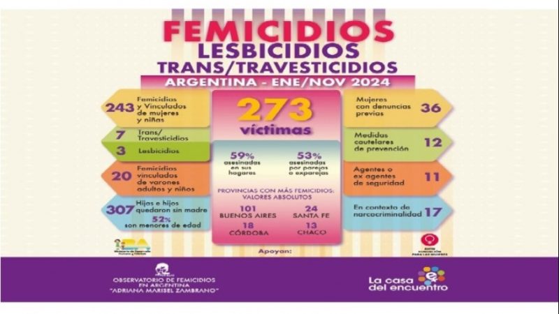 Femicidios en Argentina: 373 víctimas de violencia de género en lo que va de 2024