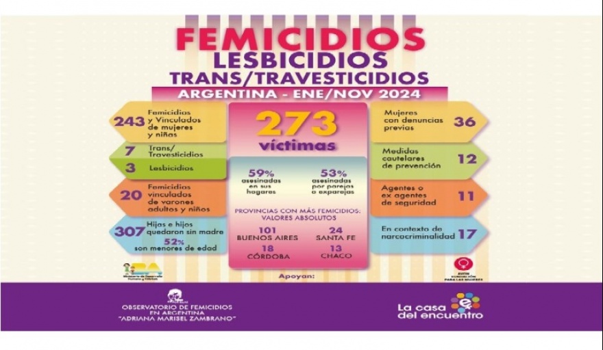 Femicidios en Argentina: 373 víctimas de violencia de género en lo que va de 2024