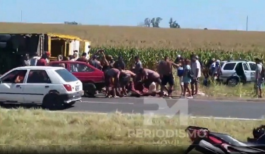 Saquean vacas de dos camiones jaula volcados y las faenan en el lugar